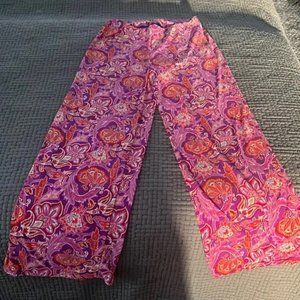 Chaps Floral Print  Stretch Jersey Wide Leg Pull On Pants NWOT Sz L